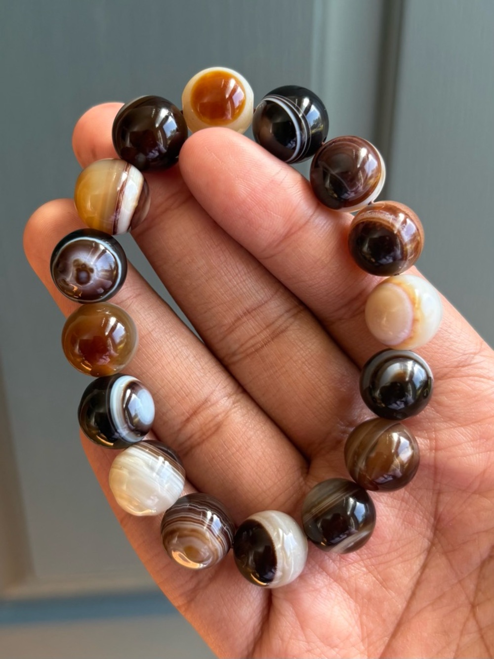 Banded Onyx Crystal Bracelet 14mm